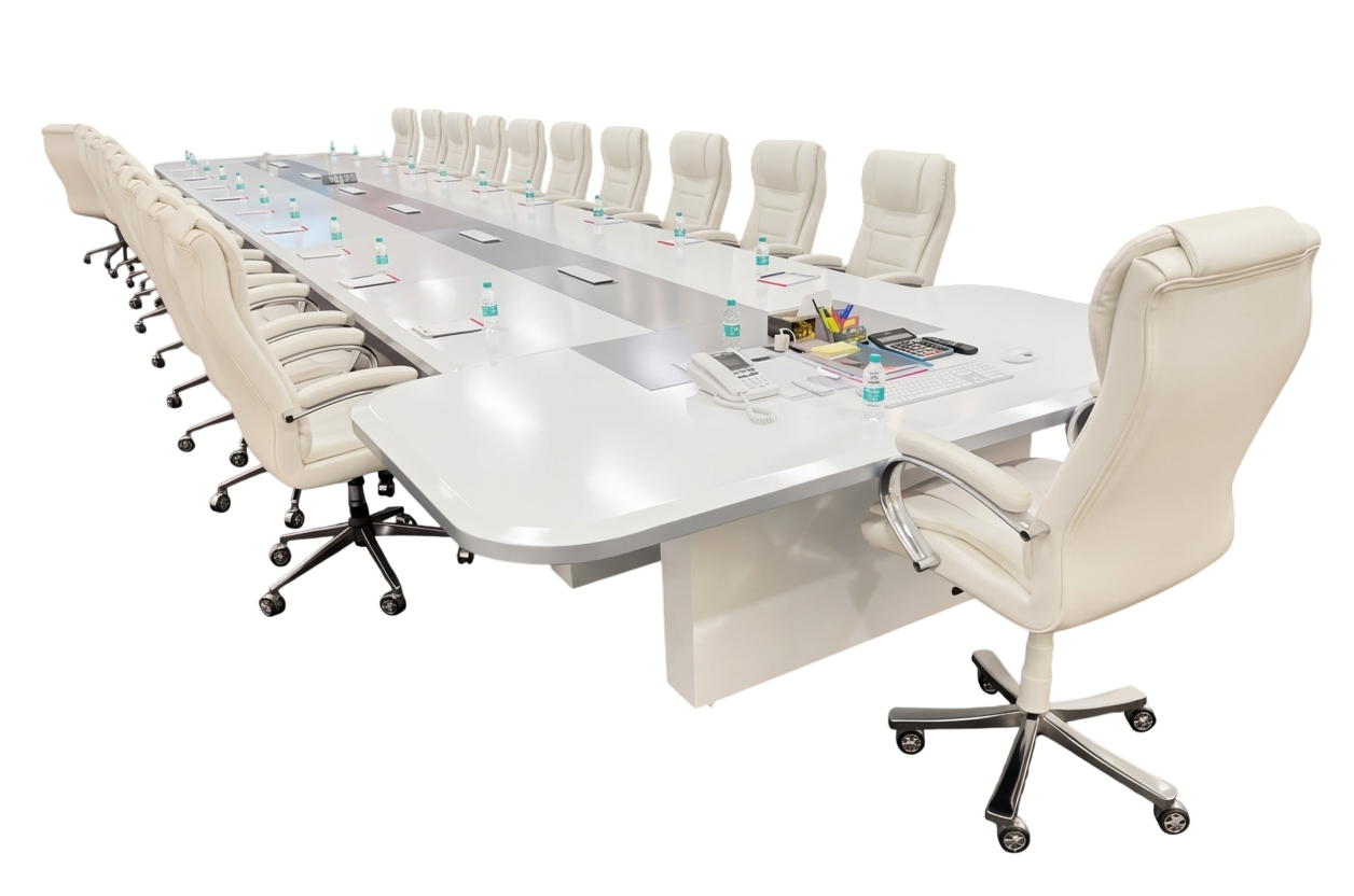 Long conference table with executive chairs